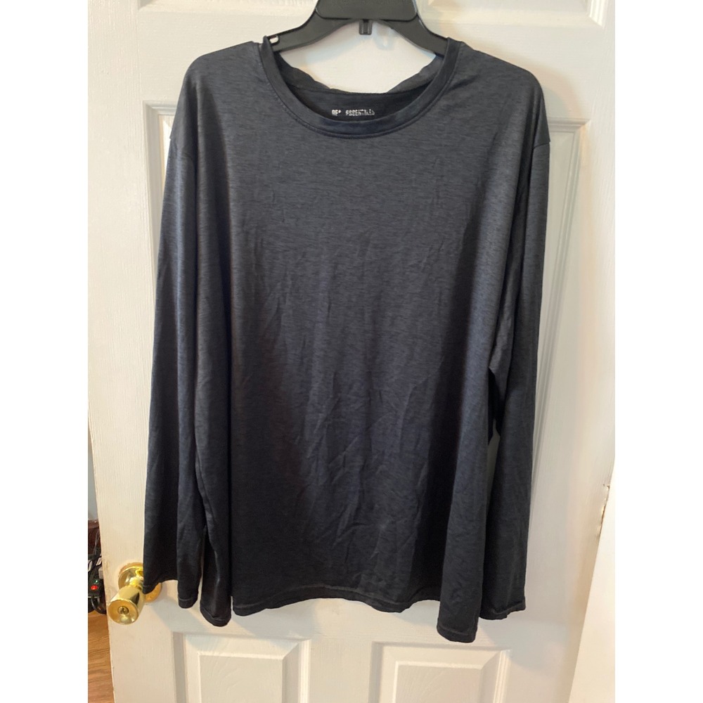 Real Essentials Mens 3XL Long Sleeve T-Shirt Charcoal Gray Heather Crewneck Tee